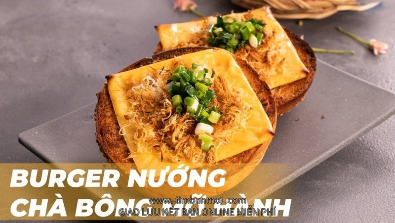 Burger nướng chà bông mỡ hành
