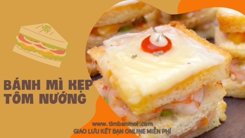 Bánh mì kẹp tôm nướng với nồi chiên không dầu