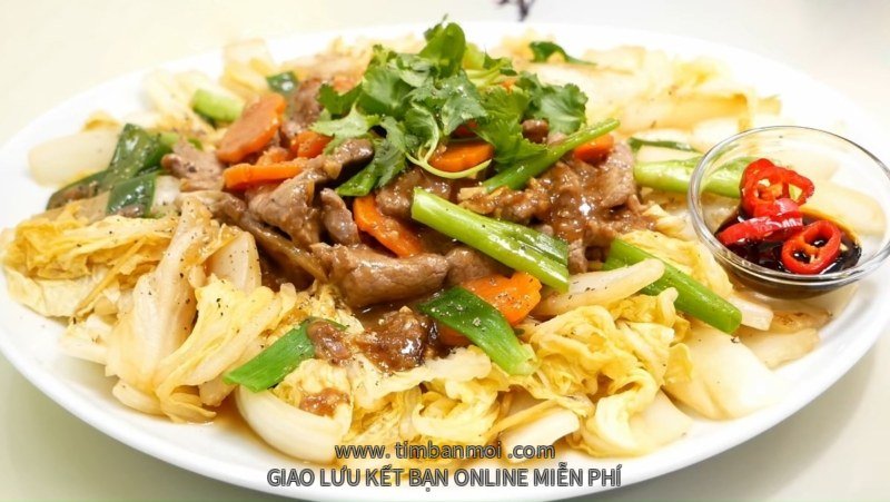Cải thảo xào thịt bò