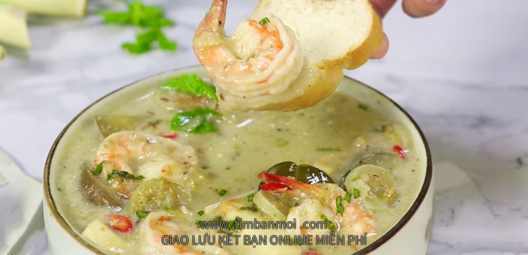 Cơm cà ri xanh, cà ri xanh tôm củ hủ dừa Thái Lan