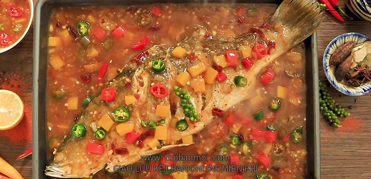 Cá chẽm nướng sốt Tứ Xuyên