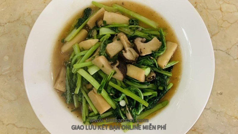 Cải ngọt xào nấm