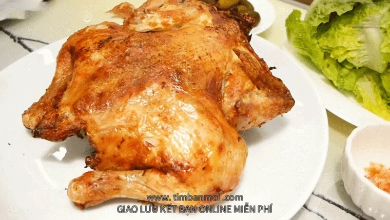 Gà nướng lá chanh bằng nồi chiên không dầu