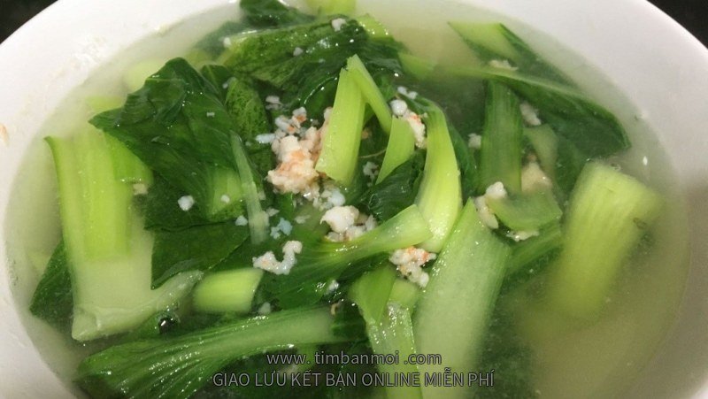 Canh cải thìa nấu tôm tươi, canh cải thìa nấu tôm khô