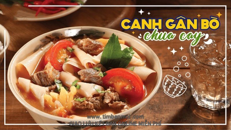 Canh gân bò chua cay