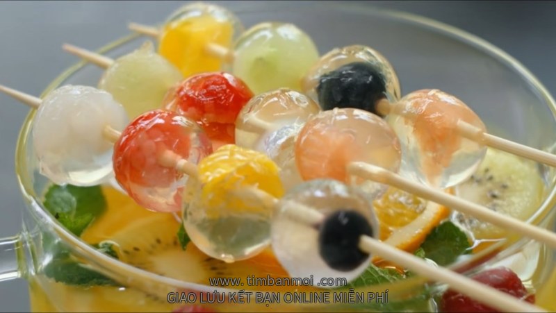 Thạch rau câu viên bi hoa quả